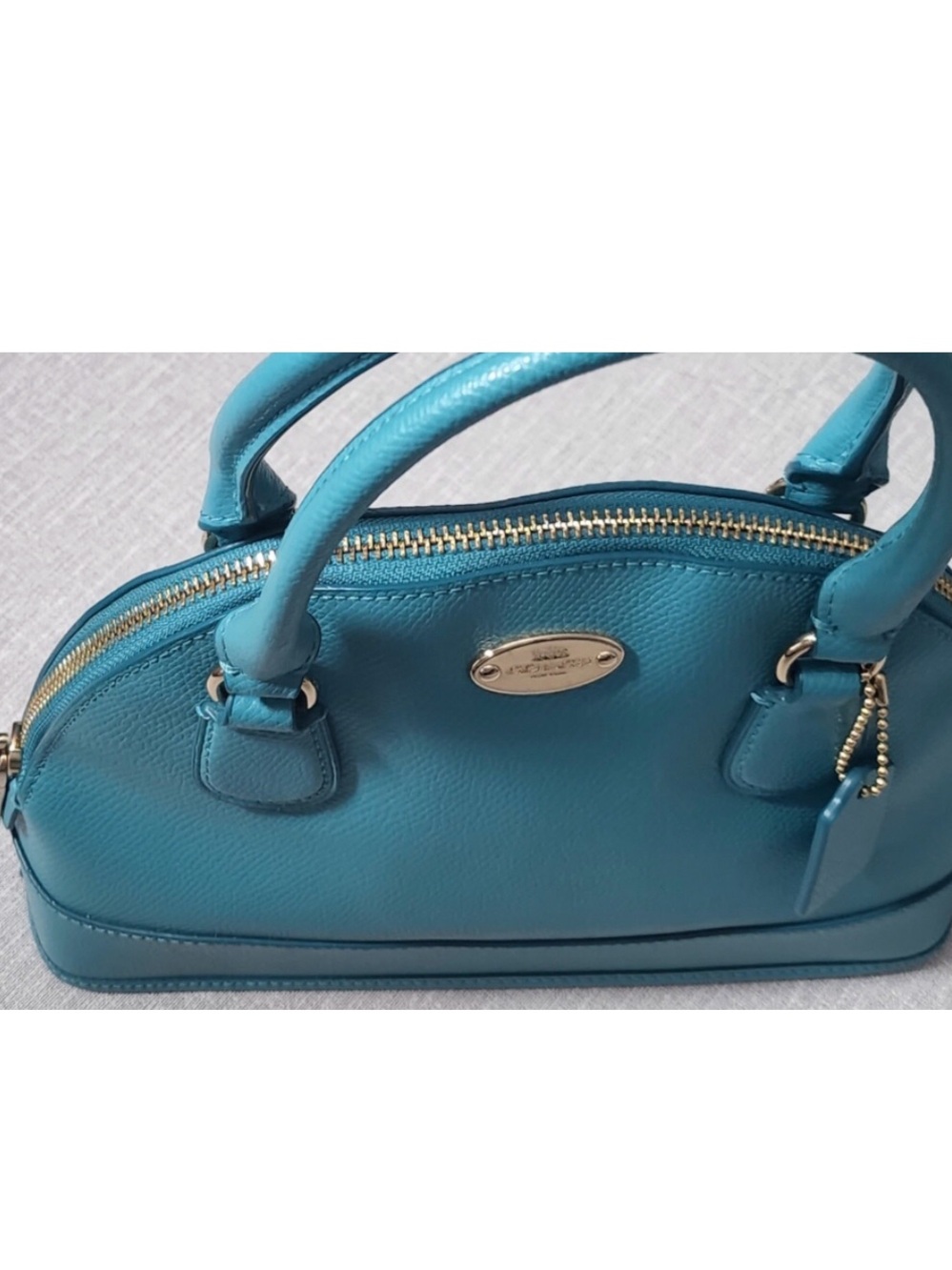 Vintage Coach Teal Dome Satchel with Gold Hardware - Picture 1 of 2